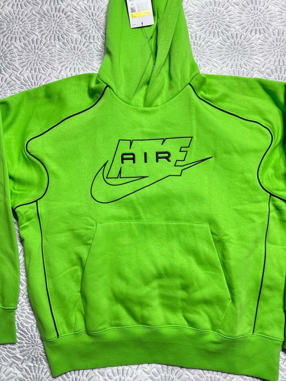 Nike Men's Small Air Fleece Pullover Hoodie Mean Green/Black IF1266-307